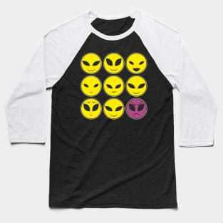 Funny Alien Heads And Facial Expressions As Pattern Baseball T-Shirt